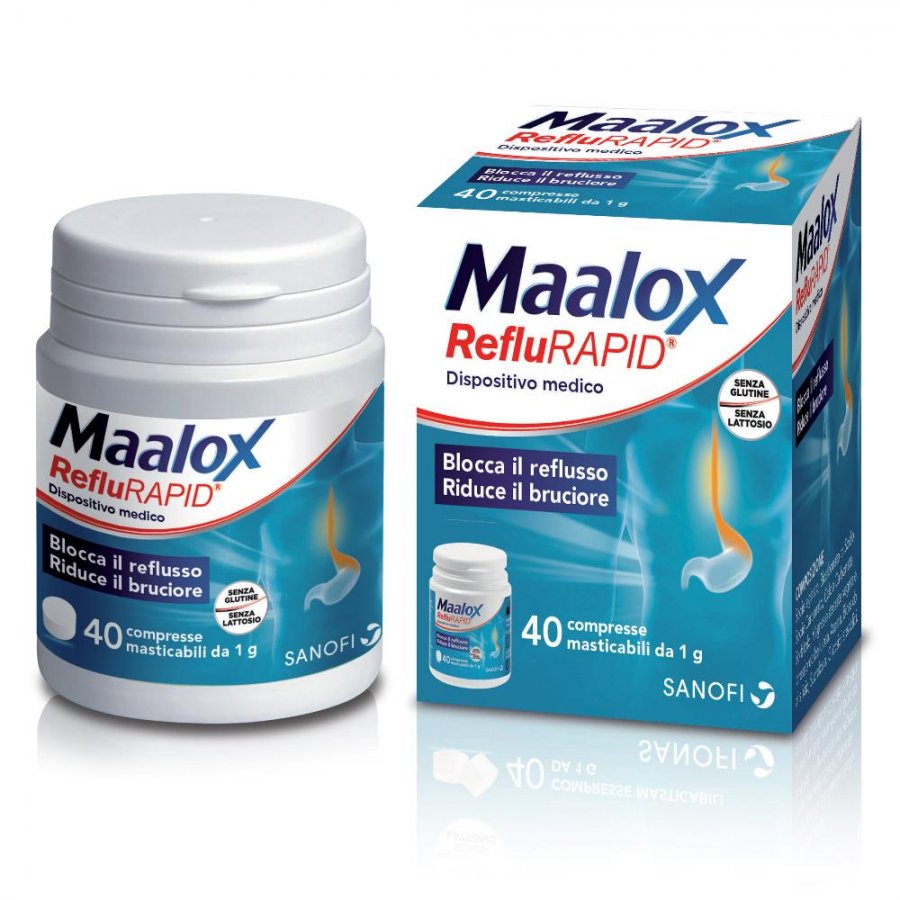 Maalox Reflurapid 40 Compresse - Blocca il Reflusso Acido e Riduci il Bruciore