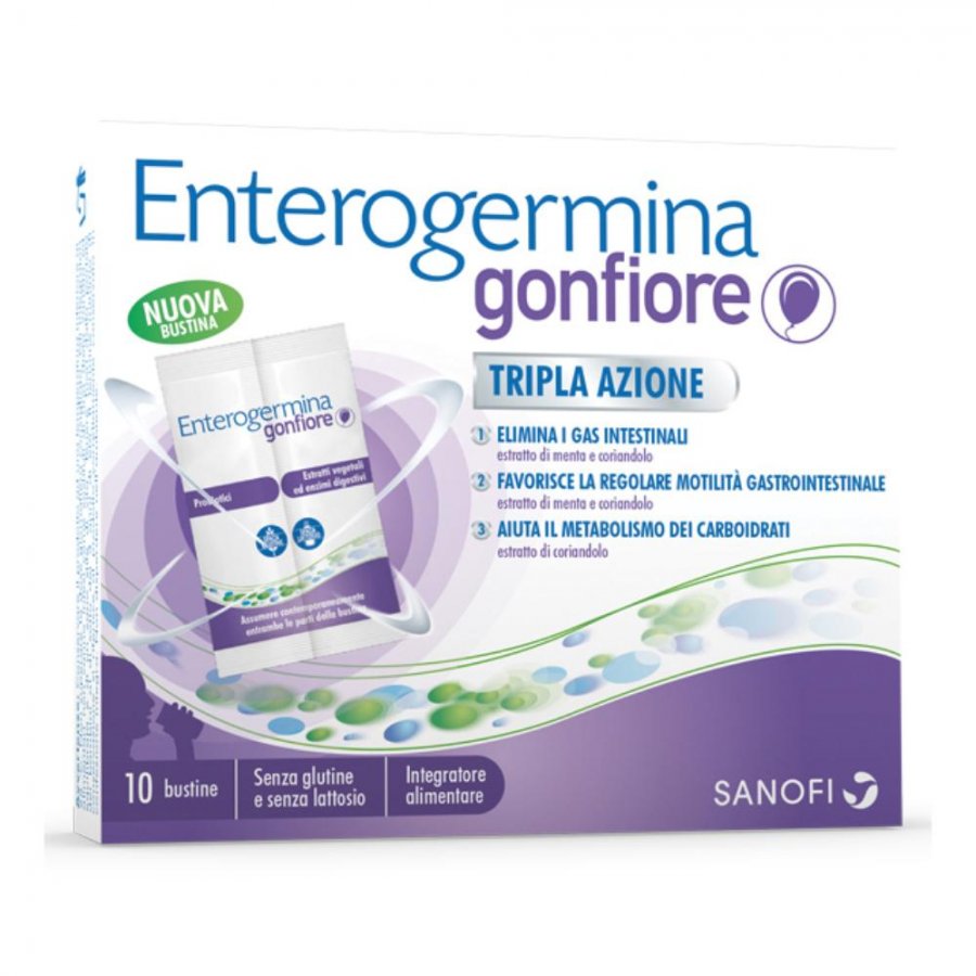 Enterogermina Gonfiore Integratore 10 Buste - Sollievo Rapido dal Gonfiore Addominale