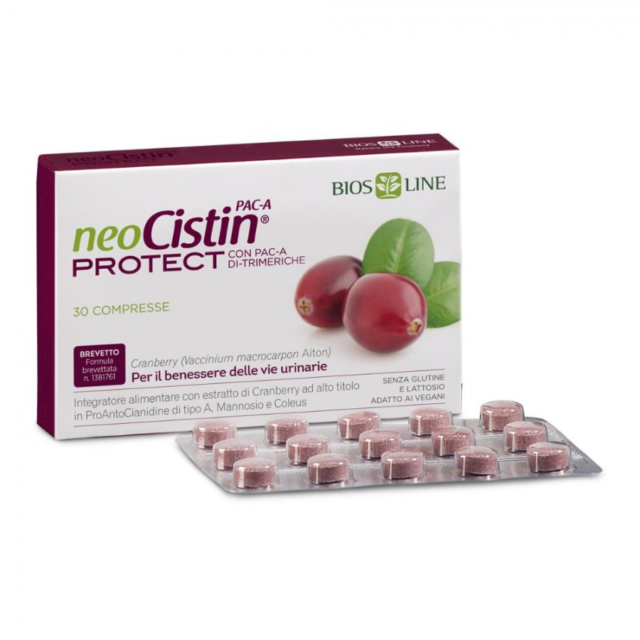 Neocistin Pac A Protect 30 Compresse - Integratore Alimentare con Estratto di Cranberry ad Alto Titolo in ProAntoCianidine, Senza Glutine