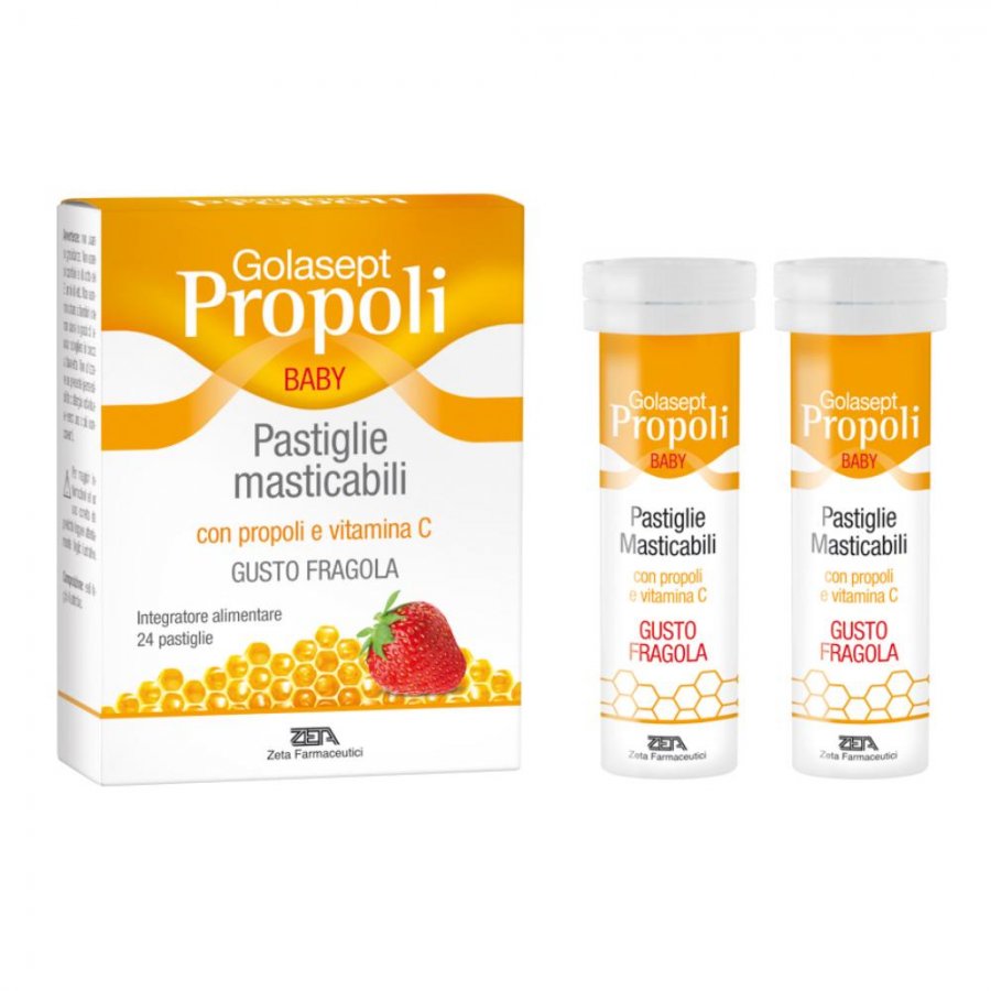 Golasept - Propoli Baby 24 Compresse Masticabili Fragola - Integratore Immunitario Naturale per Bambini