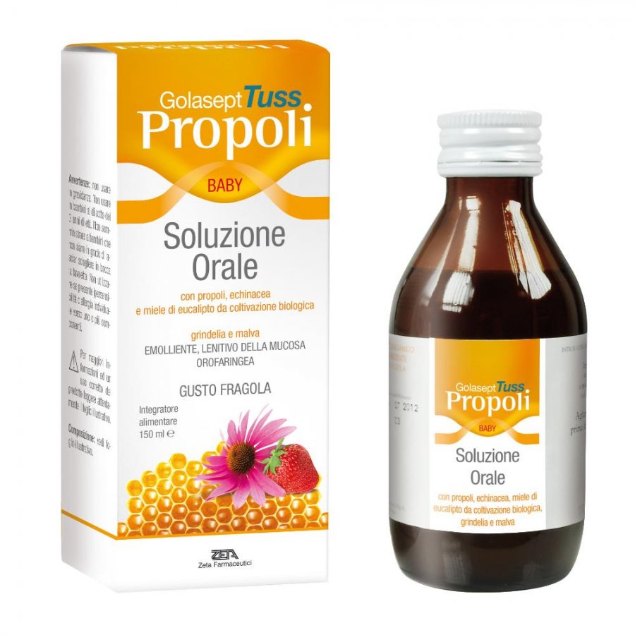 Golasept - Tuss Propoli Baby Soluzione Orale 150 ml - Sciroppo per la Tosse con Propoli, Miele e Pino per Bambini - Rimedio Naturale per la Tosse Infantile