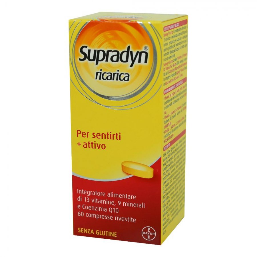 Supradyn Ricarica - Integratore Alimentare Multivitaminico con Vitamine, Minerali e Coenzima Q10 per Stanchezza Fisica e Affaticamento - 60 Compresse Rivestite
