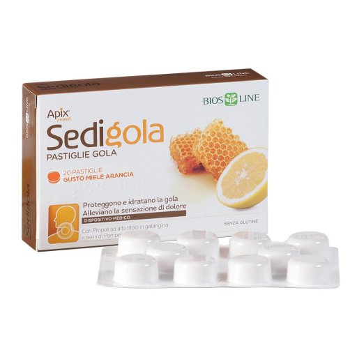 Apix Propoli Sedigola Miele/Arancia 20 Pastiglie - Dispositivo Medico per Gola Irritata