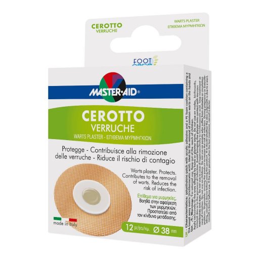 Master Aid Foot Care Cerotto Verruche, 12 Pezzi, Trattamento per Verruche Plantari e Palmari, Cheratolitico e Protettivo
