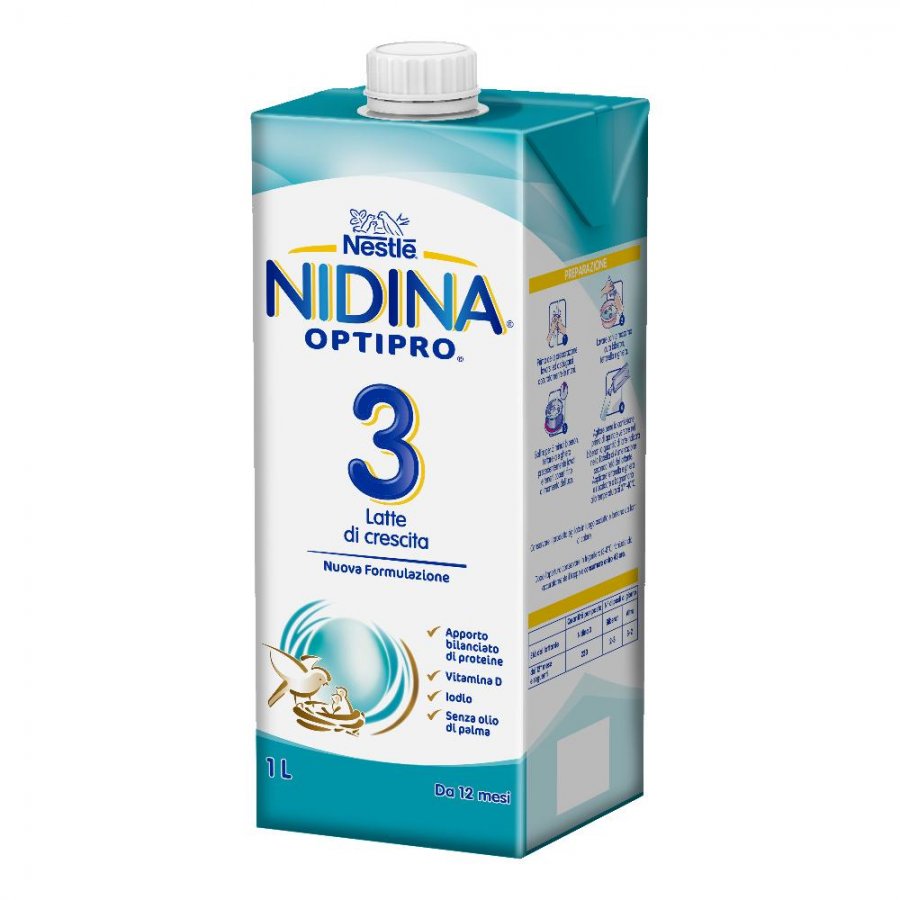 Nestlé Crescita 3 Liquido Nidina Optipro 1 Litro - Latte di Crescita per Bambini