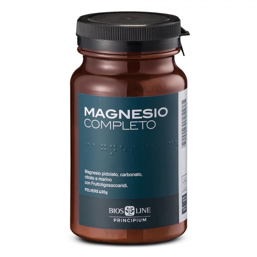 Principium Magnesio Completo 400g - Integratore di Magnesio da 4 Fonti, Polvere Solubile, Senza Glutine