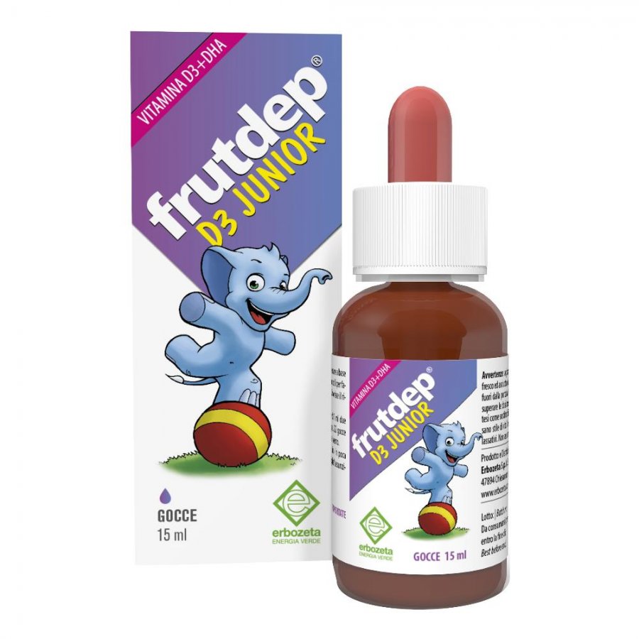 Frutdep D3 Junior gocce: Integratore Vitamina D3 e DHA Algale per Bambini