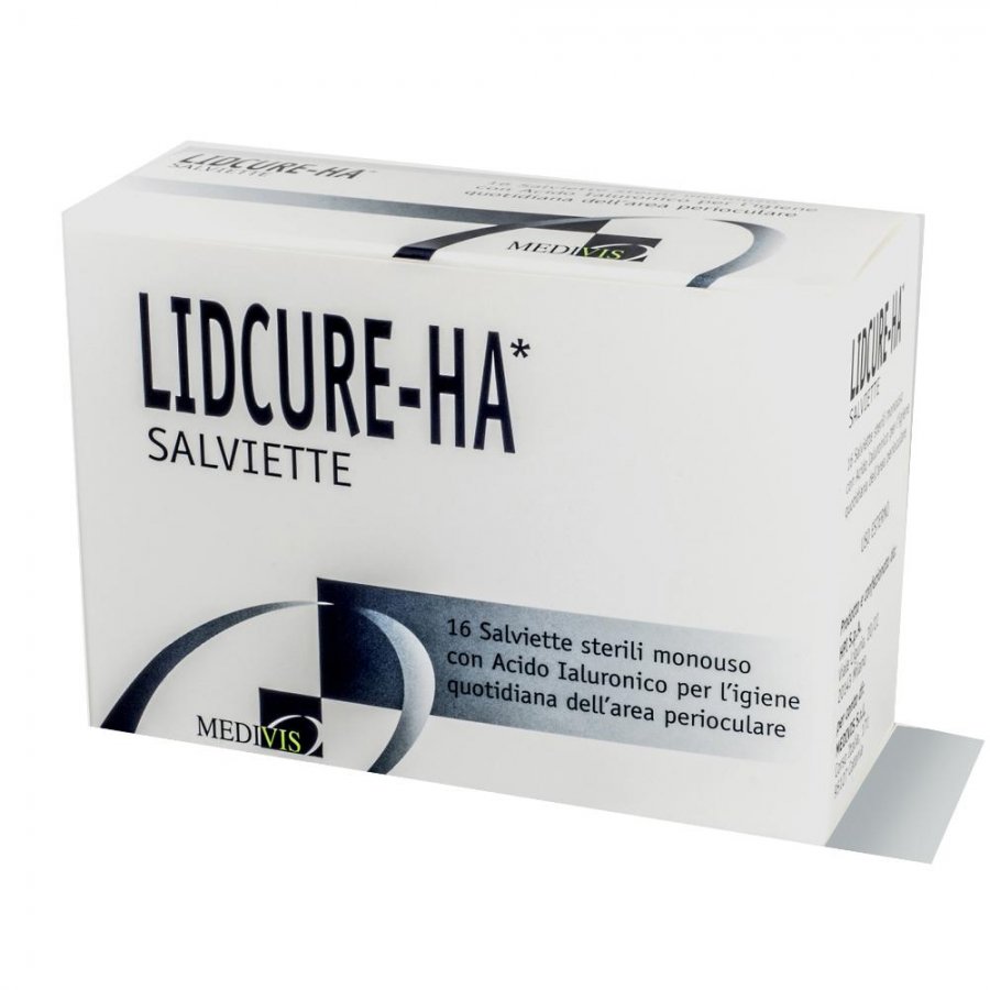 Lidcure-Ha 16 Salviette Monouso di Cotone Imbevute di Acido Ialuronico - Idratazione e Cura della Pelle
