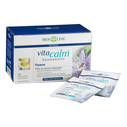 Vita Calm Buonanotte Tisana 20 Filtri - Integratore con Camomilla, Passiflora, Arancio, Biancospino e Valeriana