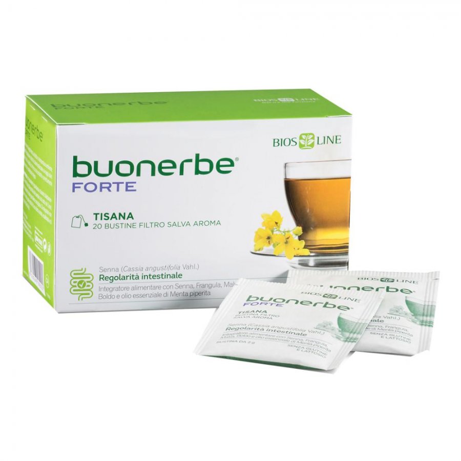 Buonerbe Tisana Forte 20 Bustine - Integratore Alimentare a Base di Piante per la Regolarità Intestinale