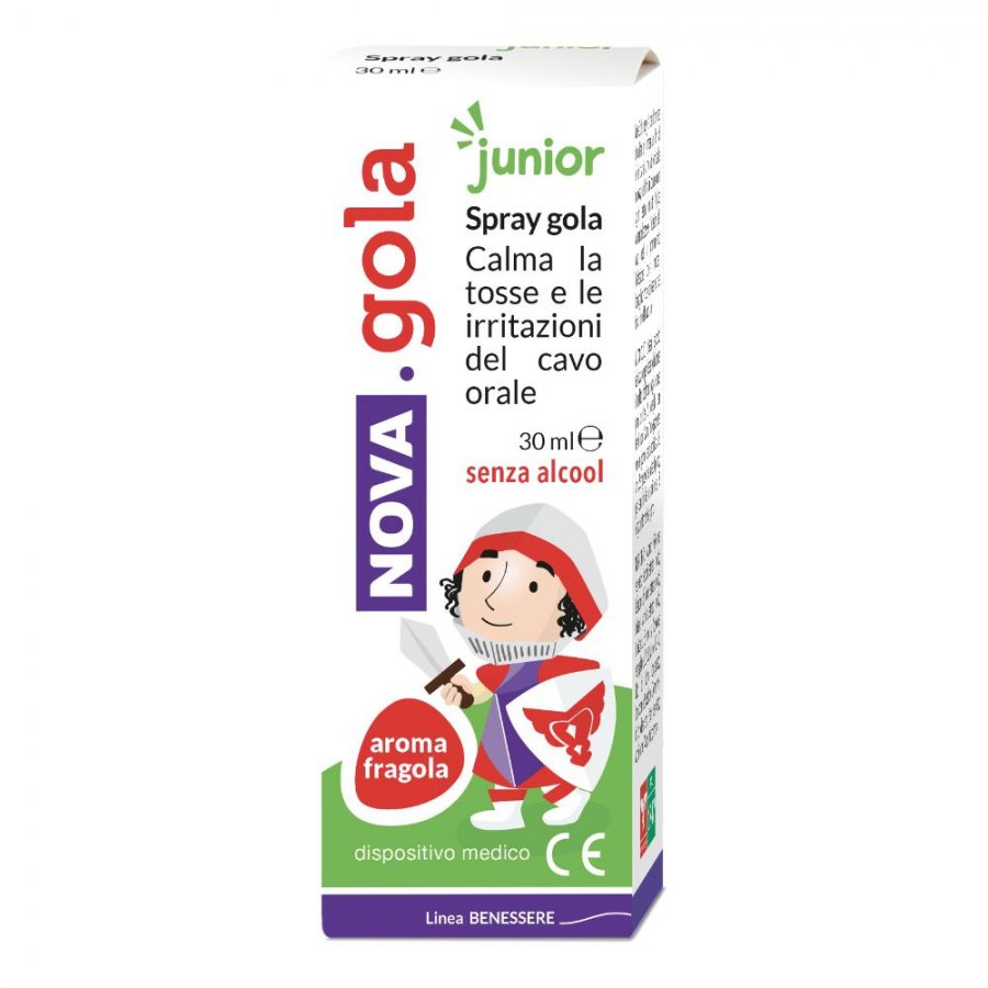 Nova Gola Junior Spray 30ml Gusto Fragola - Sollievo Delicato per la Gola dei Bambini