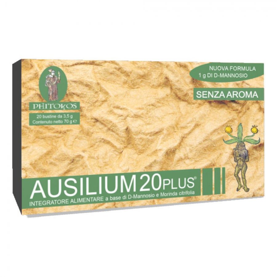 Ausilium 20 Plus - 20 Bustine Senza Aroma, Integratore Alimentare a Base di D-Mannosio per il Benessere delle Vie Urinarie
