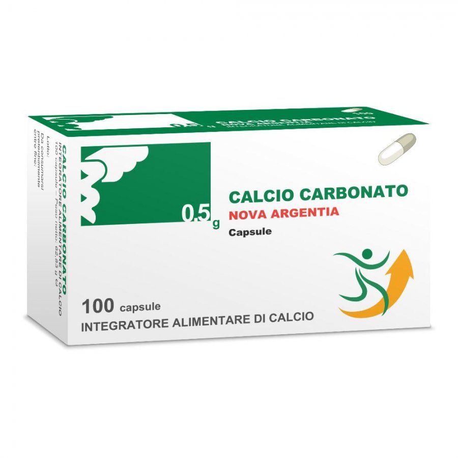 Calcio Carbonato 0,5g 100 Capsule - Integratore per il Metabolismo e i Muscoli