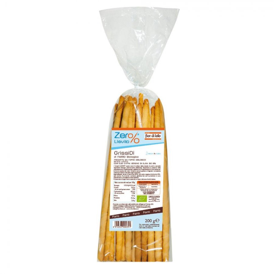 Fior Di Loto Zero% Lievito Grissidì Farro Bio Grissini Artigianali 200 g