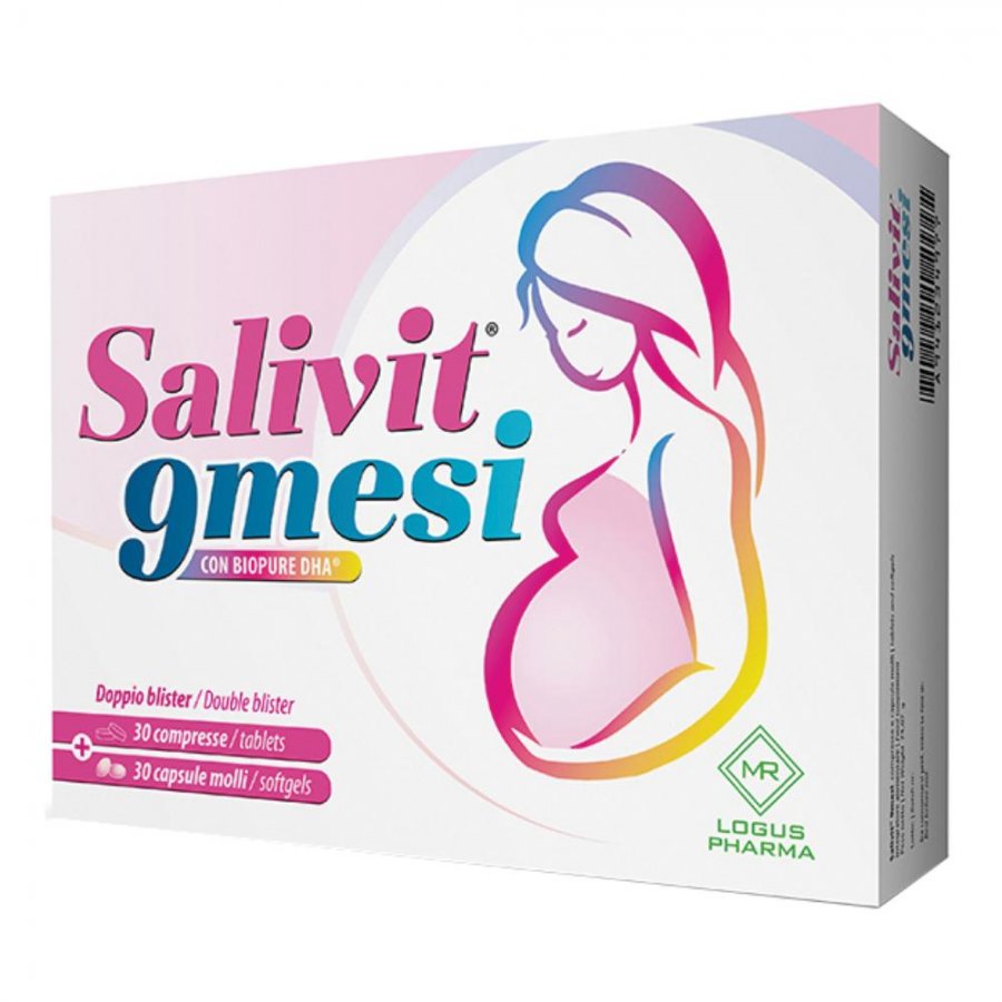 Salivit 9mesi 30 Compresse + 30 Capsule Molli - Integratore di DHA, Vitamine e Sali Minerali per Gravidanza e Allattamento