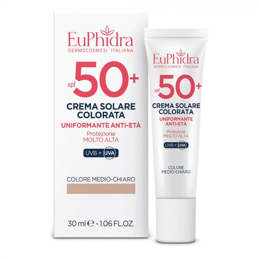 Euphidra Crema Solare Col Medio-Chiara SPF50+ 30ml - Protezione Solare Tonalizzante per Pelle Sensibile