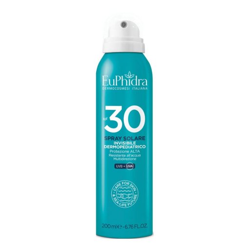 Euphidra Spray Solare Invisibile Dermopediatrico SPF 30 200ml - Protezione Alta - Resistente All'Acqua