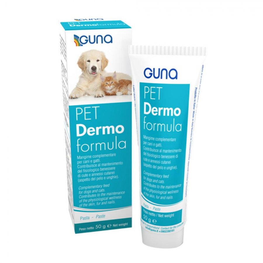 Guna Pet Dermoformula - Mangime per Cani e Gatti, 50g - Supporto Cutaneo per Animali Domestici