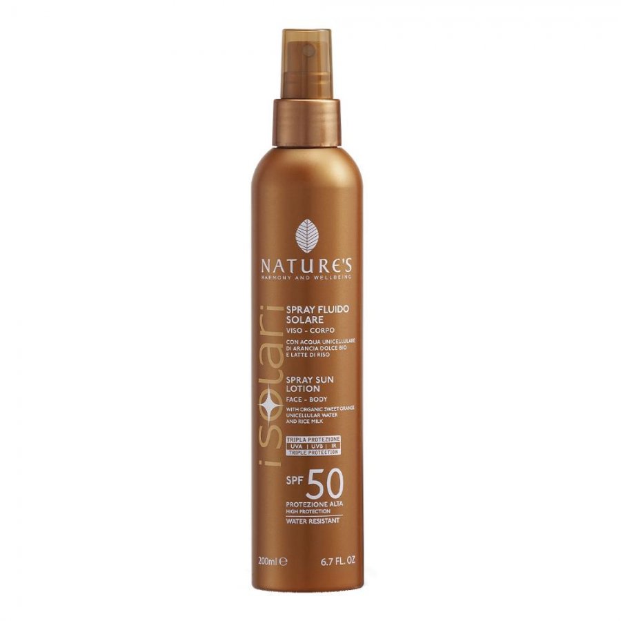 Nature's Solari Spray Fluido Viso/Corpo SPF50 200ml - Protezione Solare ad Ampio Spettro