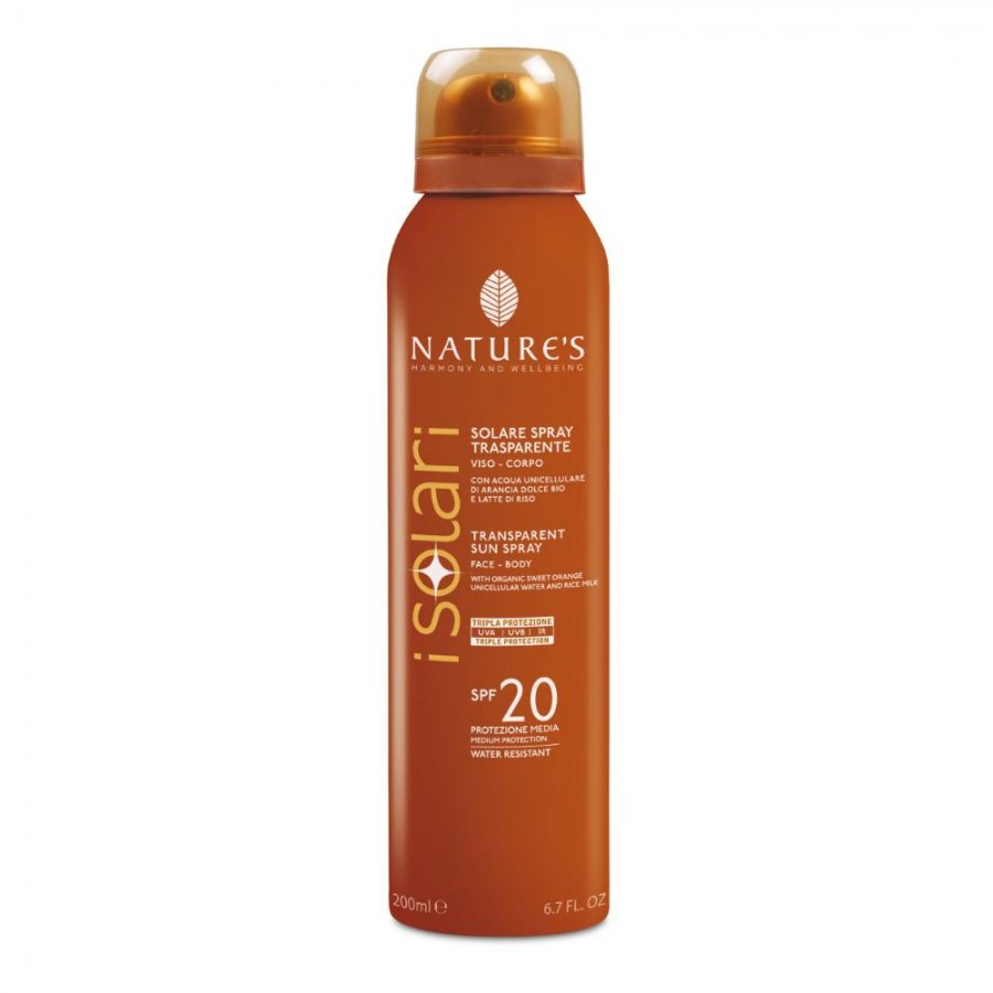 Nature's Solare Spray Trasparente SPF20 200ml - Protezione Solare Media Ad Ampio Spettro