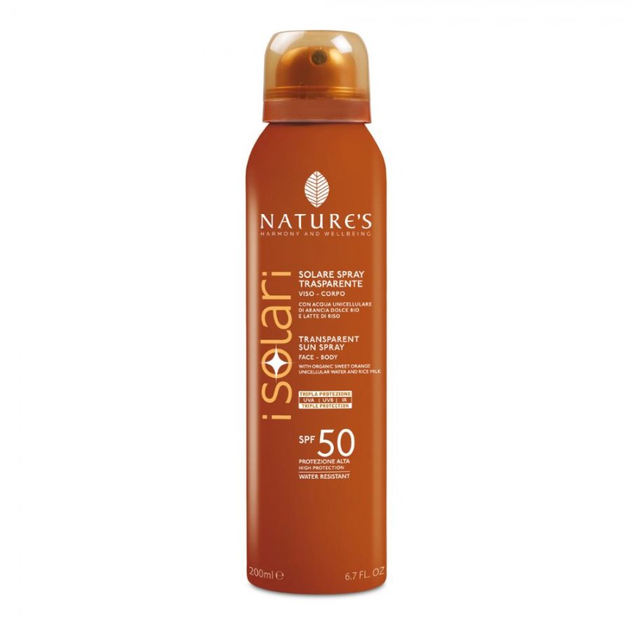 Nature's Solare Spray Trasparente SPF50+ 200ml - Protezione Solare Ad Ampio Spettro