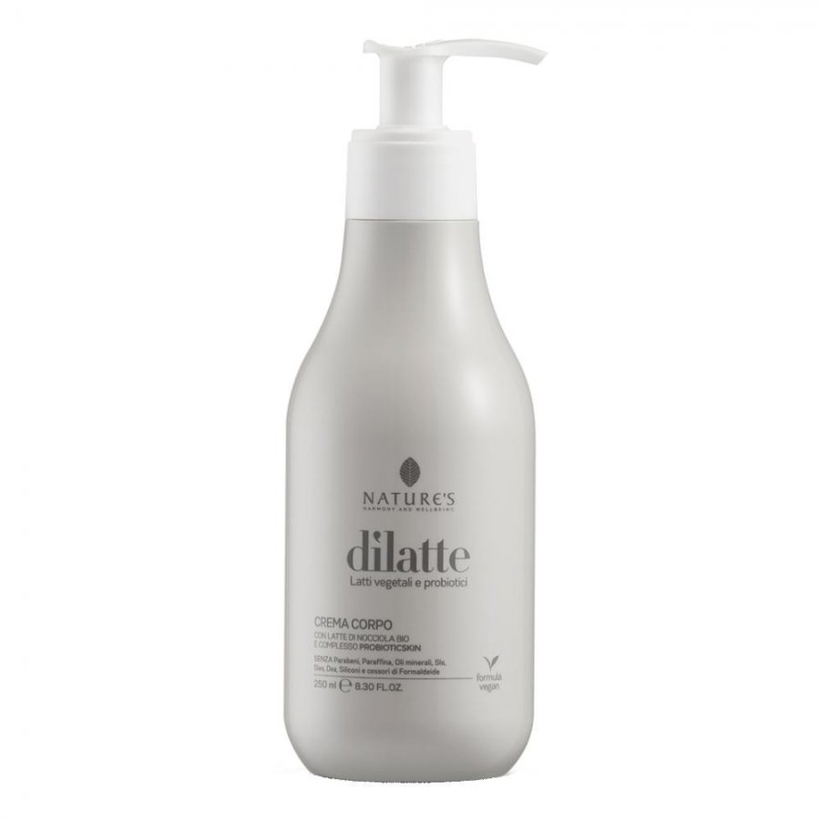 Nature's Dilatte Crema Corpo 250ml - Crema Corpo Nutriente con Latte di Nocciola Bio e Complesso Probioticskin