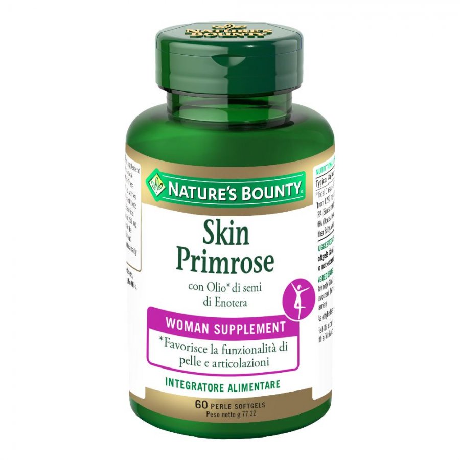Nature's Bounty - Skin Primrose con Olio di Enotera 60 Perle Softgels - Integratore Alimentare per Pelle e Articolazioni
