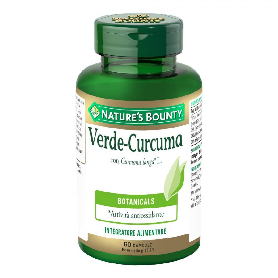 Nature's Bounty - Verde-Curcuma con Curcuma longa 60 Capsule - Integratore Alimentare a Base di Curcuma