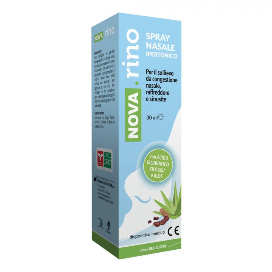 Nova Rino Spray Nasale Ipertonico 30ml - Rimedio per Raffreddore, Sinusite e Congestione Nasale