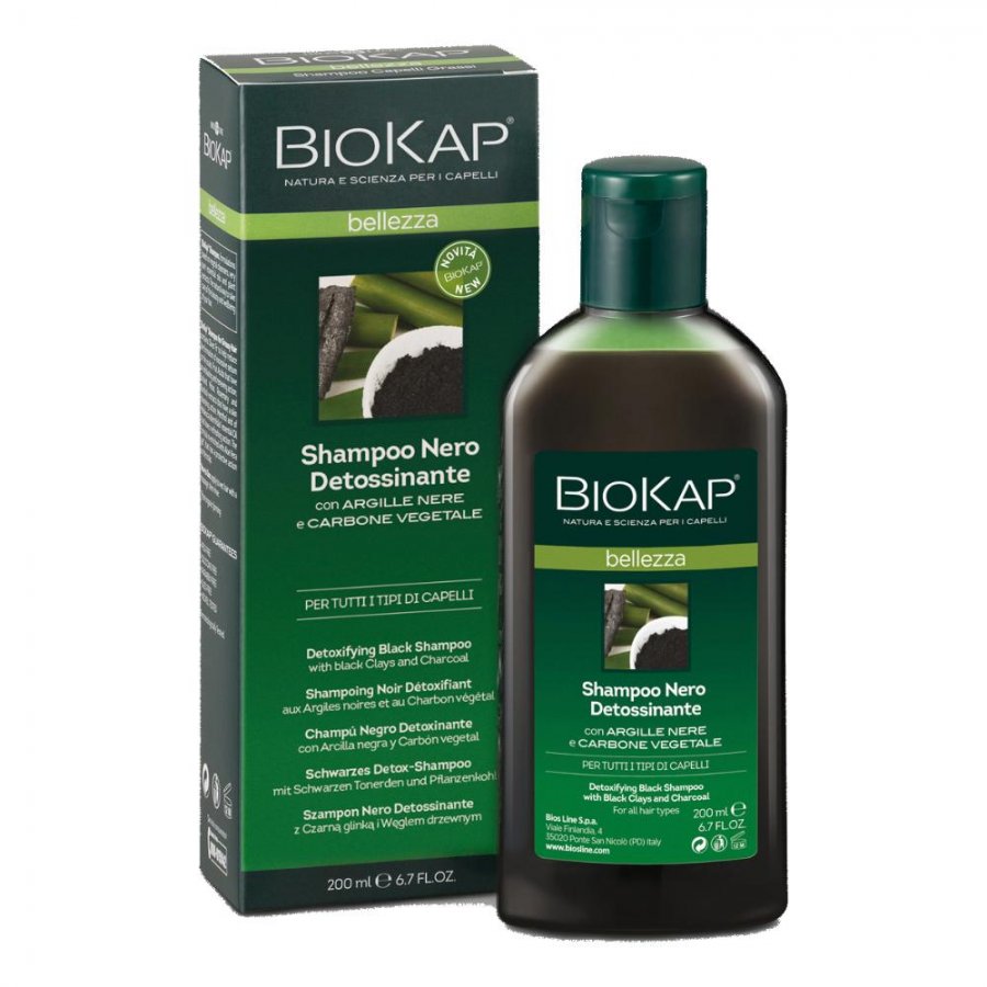 Biokap Shampoo Nero Detossinante 200ml - Purifica e Rivitalizza il Cuoio Capelluto
