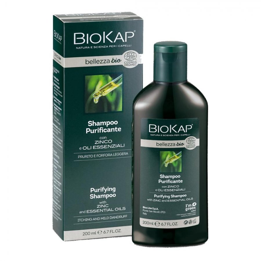Biokap Bellezza Bio Shampoo Purificante Cosmos Organic 200ml - Shampoo Biologico per Sensazione di Prurito e Forfora Leggera