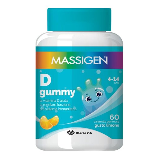Massigen D Gummy 60 Caramelle Gusto Limone - Integratore di Vitamina D
