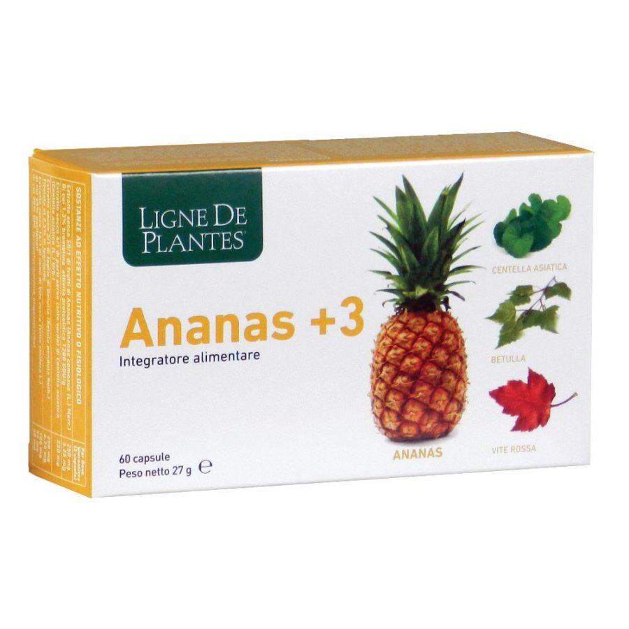 Ananas +3 Integratore Alimentare 60 Capsule - Drenaggio Liquidi Corporei e Funzionalità del Microcircolo