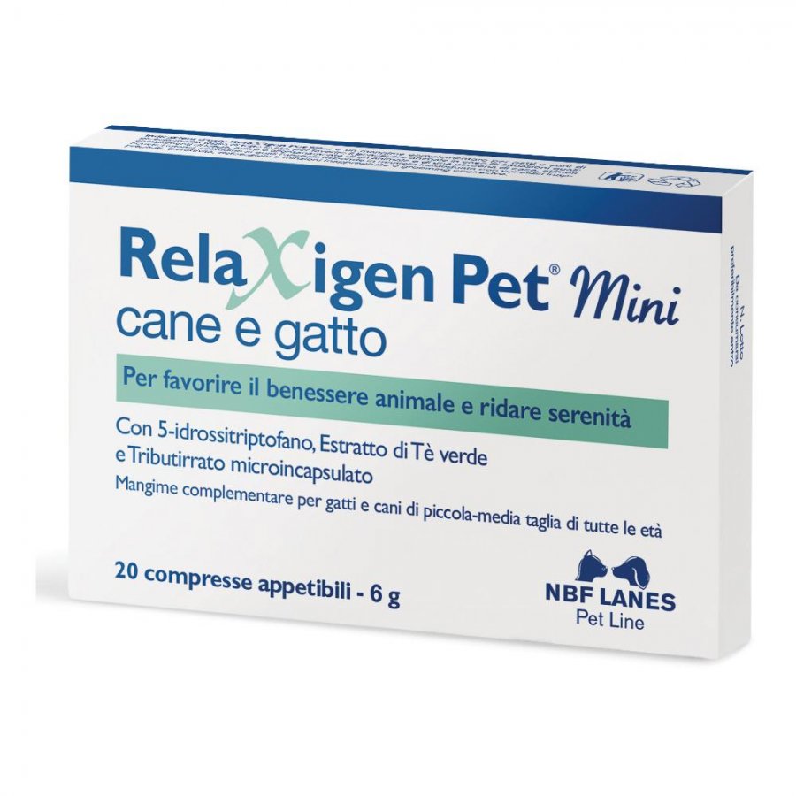 Relaxigen Pet Mini Integratore Rilassante per Gatti e Cani di Taglia  Piccola e Media 20 Compresse