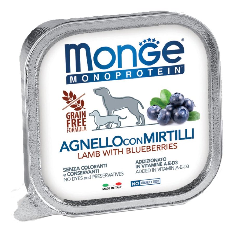 MONGE CANE FRUIT MONOPROTEICO AGNELLO MIRTILLO 150GR (vaschetta)
