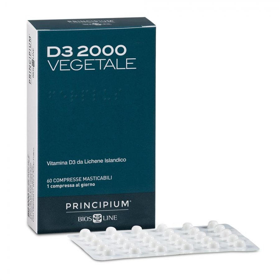 Principium D3 2000 Vegetale 60 Compresse - Integratore di Vitamina D3 Vegana