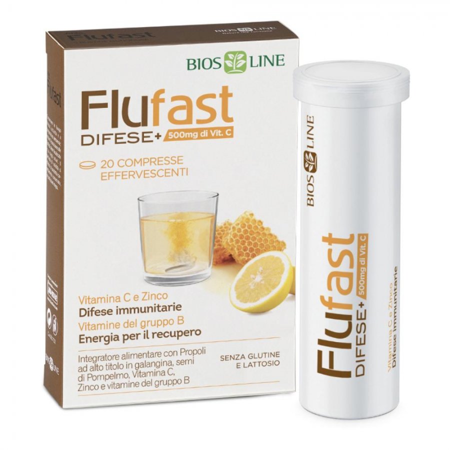 Flufast Difese+ Integratore per il Sistema Immunitario 20 Compresse Effervescenti - Rinforza le Difese Immunitarie