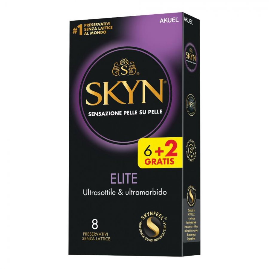 Skyn Elite 6 Pezzi + 2 Gratis - Profilattici in Polisoprene per Allergici al Lattice