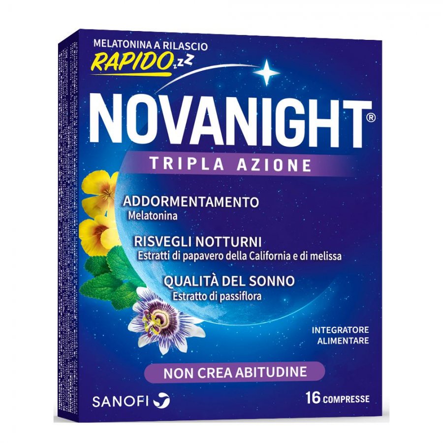 Novanight Tripla Azione Rilascio Rapido - 16 Compresse per un Sonno di Qualità