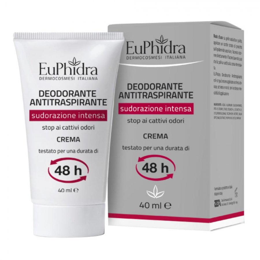 Euphidra - Deodorante Antitraspirante Crema 40ml per un Fresco Comfort Duraturo