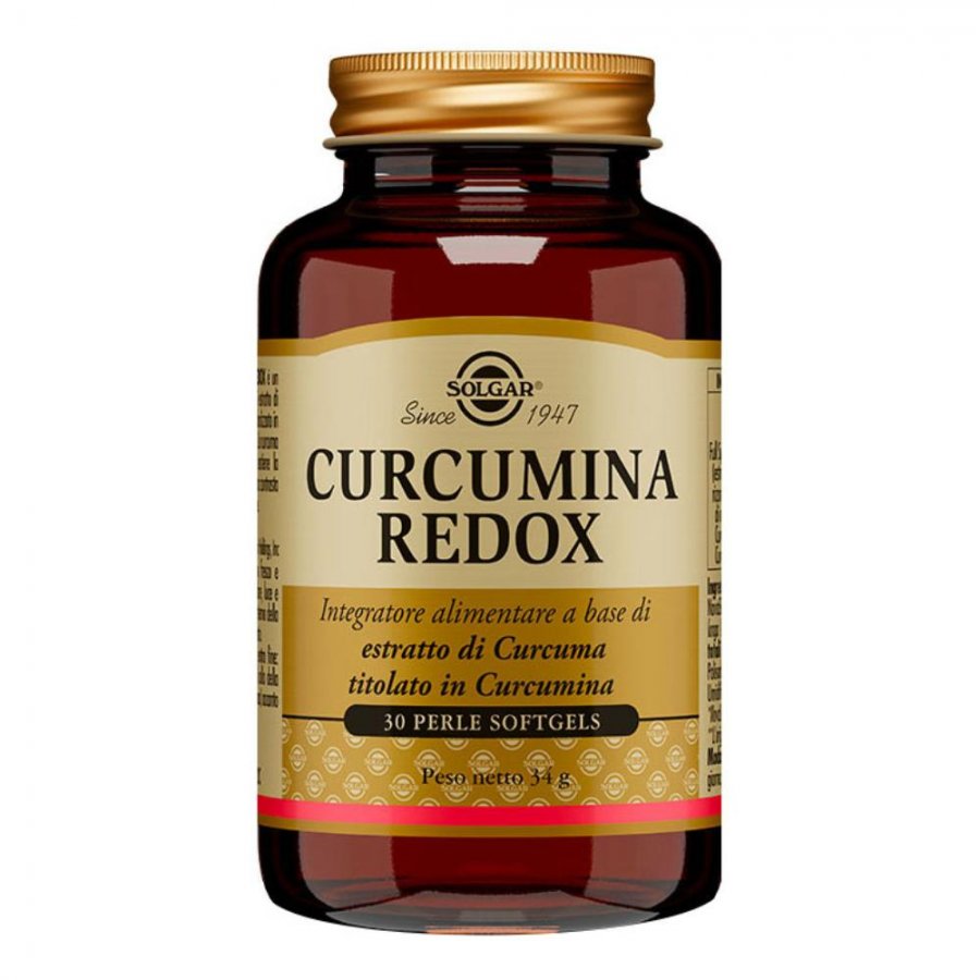 Solgar - Curcumina Redox 30 Perle Softgels - Integratore Antiossidante con Estratto di Curcuma ad Assorbimento Migliorato