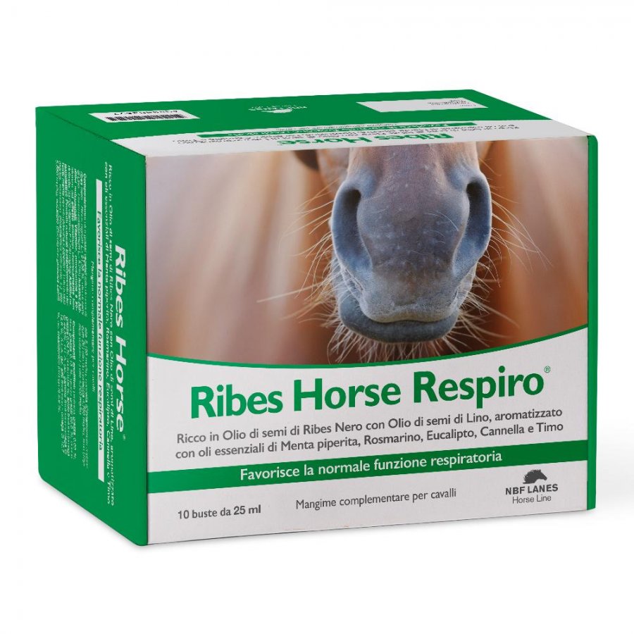 Ribes Horse Respiro Integratore per la Funzione Respiratoria per Cavalli 10 Buste da 25ml