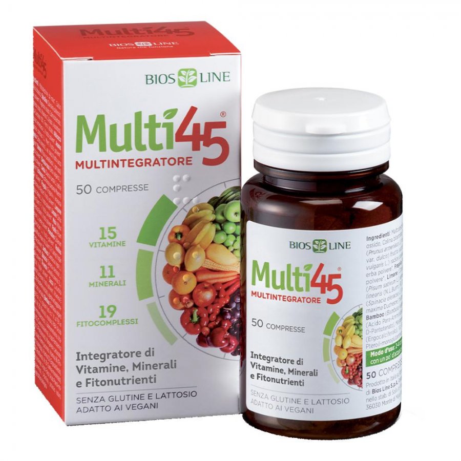Multi 45 Multintegratore 50 Compresse - Integratore Alimentare Completo di Vitamine, Minerali ed Estratti Vegetali