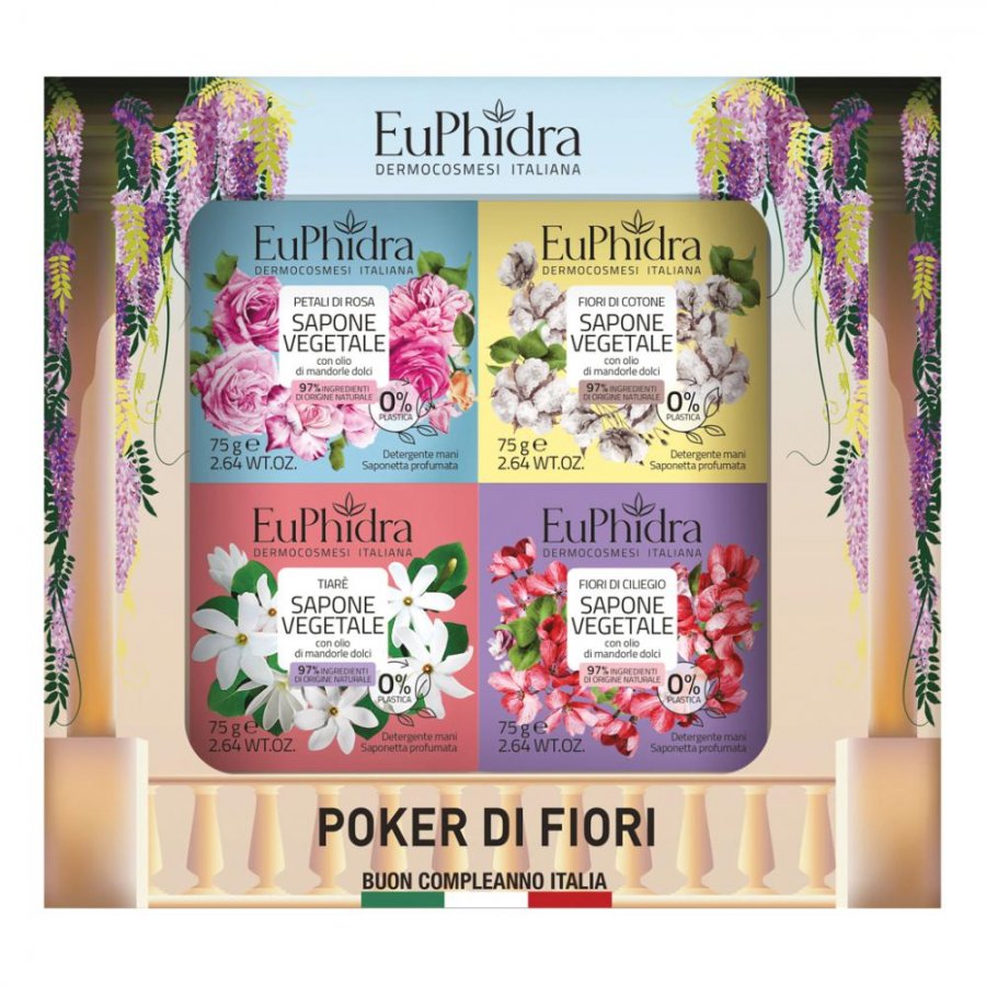 Euphidra Poker Di Fiori Cofanetto - 4 Saponette Mani Vegetali