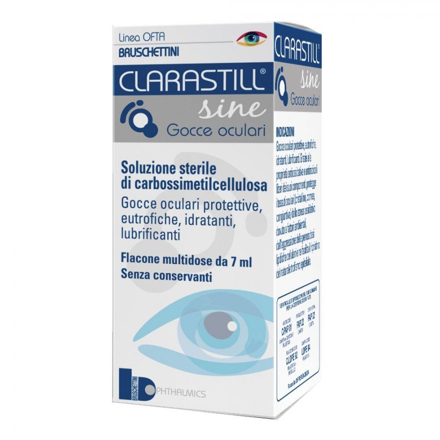 Gocce Oculari Bruschettini Clarastill Sine - Flacone Monodose da 7 ml per Protezione e Idratazione degli Occhi