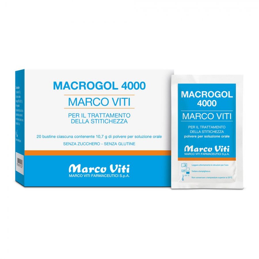 Macrogol 4000, 20 Bustine - Integratore per la Regolarità Intestinale