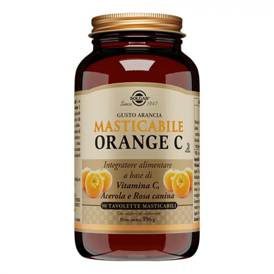 Solgar - Orange C 90 Tavolette - Integratore di Vitamina C per il Sistema Immunitario e la Salute Antiossidante