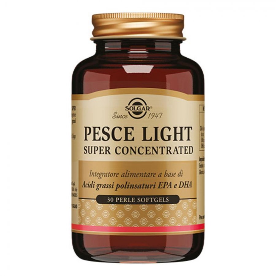 Solgar - Pesce Light Super Concentrato 30 Perle Softgels - Integratore di Omega-3 di Alta Qualità per il Benessere Cardiovascolare