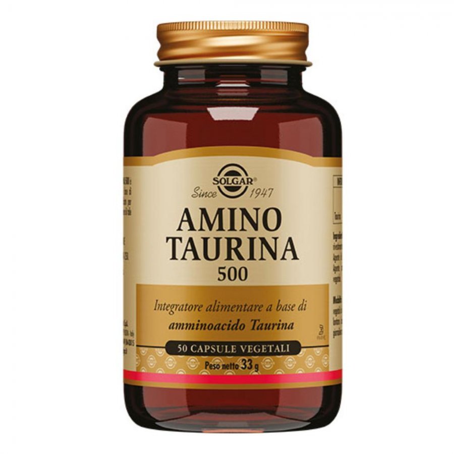 Solgar - Amino Taurina 500, 50 capsule vegetali - Integratore di Taurina per Supporto Metabolico