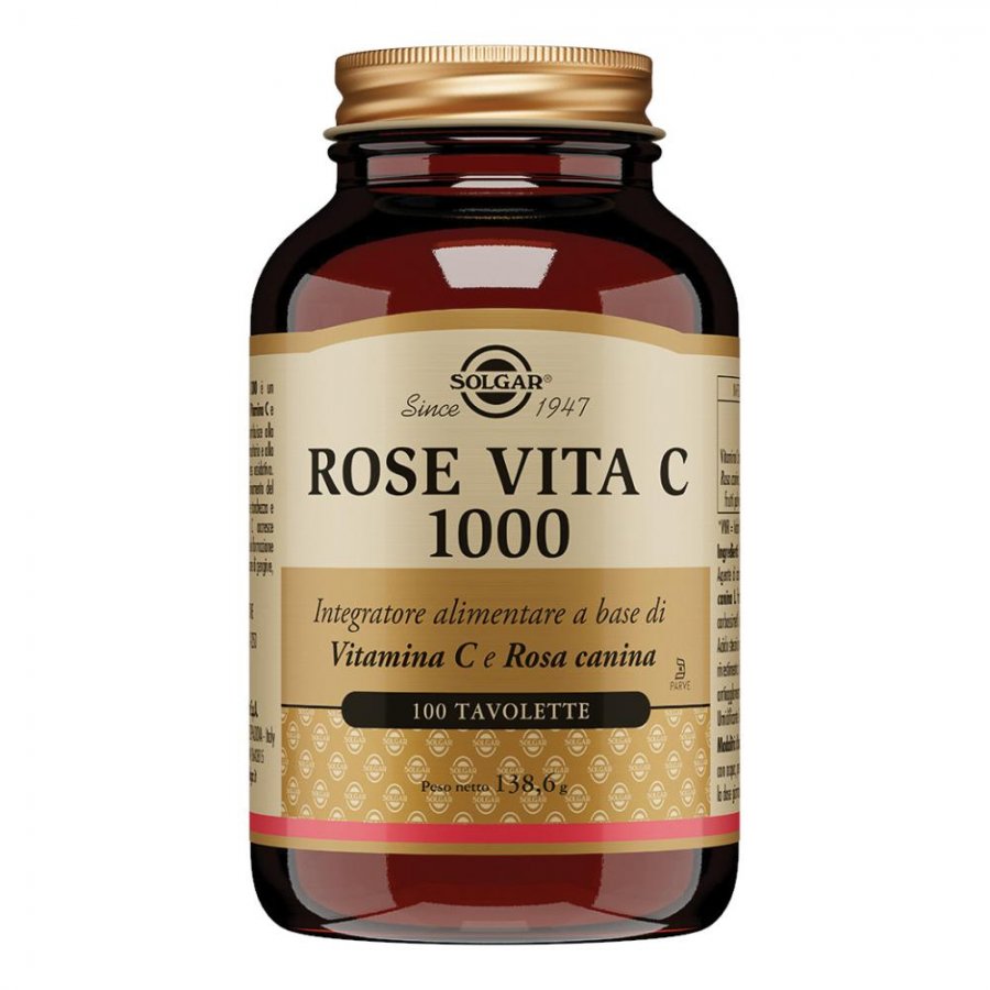 Solgar - Rose Vita C 1000 100 Tavolette - Integratore di Vitamina C con Estratto di Rosa Canina